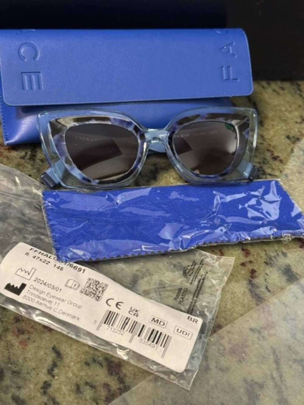 Face à Face Halos 1 Sunglasses Blue Crystal, 47-22-145 NWT/Case - Free Shipping!